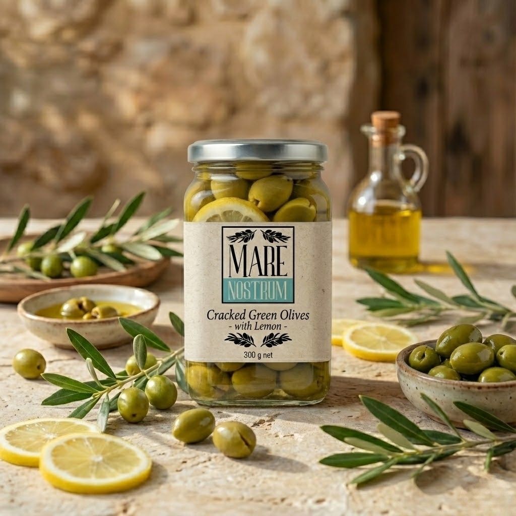 Cracked Green Olives with Lemon